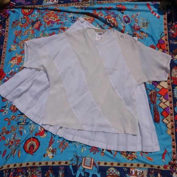 Gorgeous 80s/90s Marina Ranaldi white silk/linen tennis vibes skirt set - Picture 1 of 8